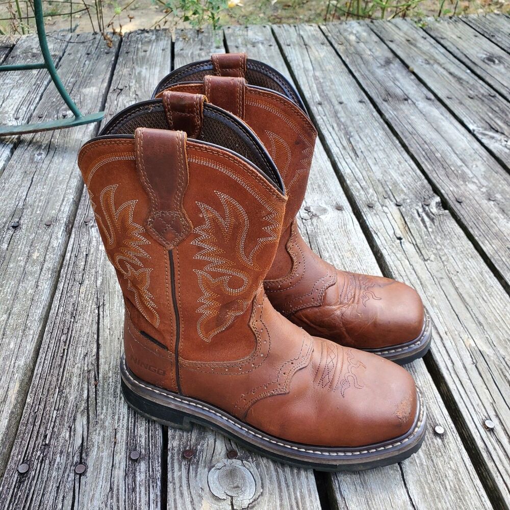 HISEA NINGO Men Square Steel Toe Western Work Boots Waterproof Cowboy Boot 10M